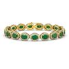 Image 1 : 22.89 ctw Emerald & Diamond Micro Pave Halo Bracelet 10k Yellow Gold - REF-291F5M