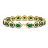 Image 2 : 22.89 ctw Emerald & Diamond Micro Pave Halo Bracelet 10k Yellow Gold - REF-291F5M