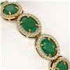Image 3 : 22.89 ctw Emerald & Diamond Micro Pave Halo Bracelet 10k Yellow Gold - REF-291F5M
