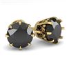 Image 1 : 3.0 ctw Black Diamond Stud Solitaire Earrings Vintage 18k Yellow Gold - REF-117M2G
