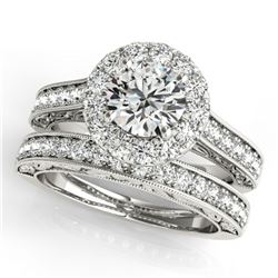 2.63 ctw Certified VS/SI Diamond 2pc Wedding Set Halo 14k White Gold - REF-537W4H