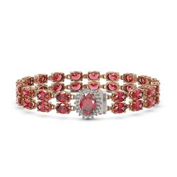 26.92 ctw Tourmaline & Diamond Bracelet 14K Rose Gold - REF-336X4A