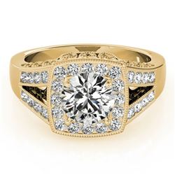 1.65 ctw Certified VS/SI Diamond Halo Ring 18k Yellow Gold - REF-456F8M
