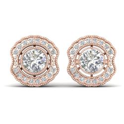 1.5 ctw Certified VS/SI Diamond Art Deco Stud Earrings 14k Rose Gold - REF-245R5K