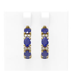 9.69 ctw Sapphire & Diamond Earrings 18K Yellow Gold - REF-129N5F