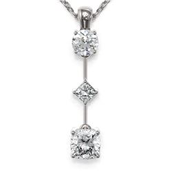 0.9 ctw Cushion Cut Diamond Designer Necklace 18K White Gold - REF-121A2N