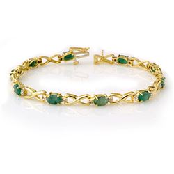 5.85 ctw Emerald & Diamond Bracelet 10k Yellow Gold - REF-78W9H