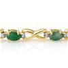 Image 2 : 5.85 ctw Emerald & Diamond Bracelet 10k Yellow Gold - REF-78W9H