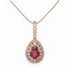Image 2 : 4.97 ctw Certified Ruby & Diamond Victorian Necklace 14K Rose Gold - REF-160A2N