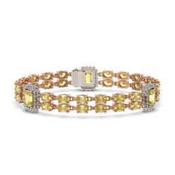 14.96 ctw Citrine & Diamond Bracelet 14K Rose Gold - REF-232X4A