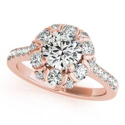 1.55 ctw Certified VS/SI Diamond Halo Ring 18k Rose Gold - REF-131W9H