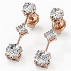 1.85 ctw Diamond Designer Earrings 18K Rose Gold - REF-228G8W