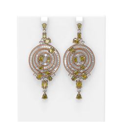 20.11 ctw Canary Citrine & Diamond Earrings 18K Rose Gold - REF-874G5W