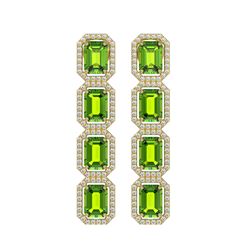 11.98 ctw Peridot & Diamond Micro Pave Halo Earrings 10k Yellow Gold - REF-176N8F