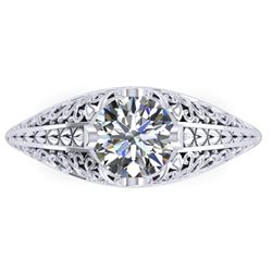 1 ctw Solitaire Certified VS/SI Diamond Ring Art Deco 14k White Gold - REF-294H2R
