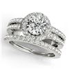 Image 1 : 1.83 ctw Certified VS/SI Diamond 2pc Wedding Set Halo 14k White Gold - REF-316N6F