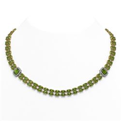 37.23 ctw Tourmaline & Diamond Necklace 14K Yellow Gold - REF-527H3R