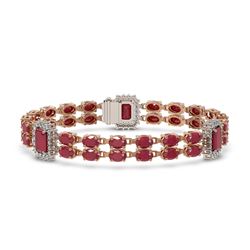 19.49 ctw Ruby & Diamond Bracelet 14K Rose Gold - REF-269F3M