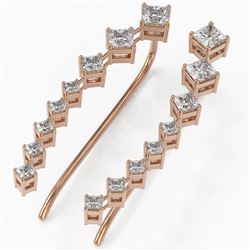 1.68 ctw Princess Cut Diamond Designer Earrings 18K Rose Gold - REF-234H4R