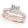 Image 1 : 1.8 ctw VS/SI Princess Diamond 2pc Wedding Set 14k Rose Gold - REF-320R5K