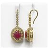 Image 2 : 17.22 ctw Certified Ruby & Diamond Victorian Earrings 14K Yellow Gold - REF-354Y5X