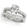 Image 1 : 1.27 ctw Certified VS/SI Diamond 2pc Wedding Set Antique 14k White Gold - REF-168H3R