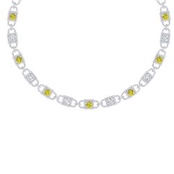 20 ctw SI/I Fancy Yellow Diamond Necklace 18K White Gold - REF-2190K2Y