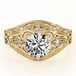 1.12 ctw Certified VS/SI Diamond Antique Ring 18k Yellow Gold - REF-184M3G