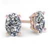 Image 1 : 1.0 ctw Oval Cut VS/SI Diamond Stud Designer Earrings 14k Rose Gold - REF-121F5M