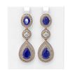 Image 1 : 16.02 ctw Sapphire & Diamond Earrings 18K Rose Gold - REF-663Y6X