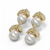 Image 3 : 3.31 ctw Diamond & Pearl Earrings 18K Yellow Gold - REF-347K3Y