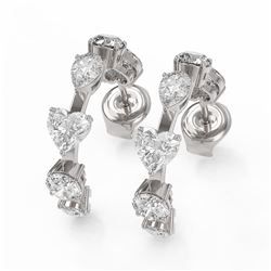 4.2 ctw Mix Cut Diamonds Designer Earrings 18K White Gold - REF-697M8G