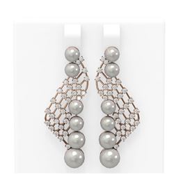 1.55 ctw Diamond & Pearl Earrings 18K Rose Gold - REF-217F8M