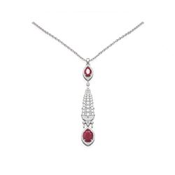 5.72 ctw Ruby & Diamond Necklace 18K White Gold - REF-245A5N