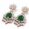Image 3 : 16.04 ctw Emerald & Diamond Earrings 18K Rose Gold - REF-889F3M