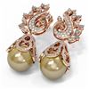 Image 3 : 3.13 ctw Diamond & Pearl Earrings 18K Rose Gold - REF-316G8W
