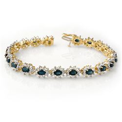 12.0 ctw Blue Sapphire & Diamond Bracelet 14k Yellow Gold - REF-327R3K