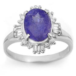 3.03 ctw Tanzanite & Diamond Ring 18k White Gold - REF-81G8W
