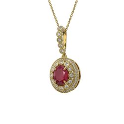 4.67 ctw Certified Ruby & Diamond Victorian Necklace 14K Yellow Gold - REF-136A5N