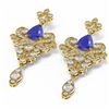 Image 3 : 11.5 ctw Sapphire & Diamond Earrings 18K Yellow Gold - REF-525N5F