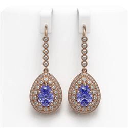 8.95 ctw Tanzanite & Diamond Victorian Earrings 14K Rose Gold - REF-345H5R