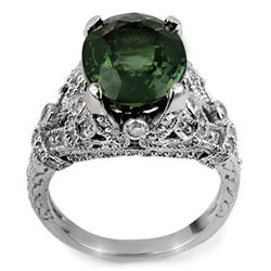 7.10 ctw Green Tourmaline & Diamond Ring 14k White Gold - REF-161W5H