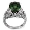 Image 1 : 7.10 ctw Green Tourmaline & Diamond Ring 14k White Gold - REF-161W5H