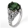 Image 2 : 7.10 ctw Green Tourmaline & Diamond Ring 14k White Gold - REF-161W5H