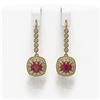 Image 1 : 5.1 ctw Certified Ruby & Diamond Victorian Earrings 14K Yellow Gold - REF-172H8R