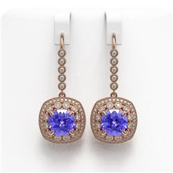 13.4 ctw Tanzanite & Diamond Victorian Earrings 14K Rose Gold - REF-527A3N