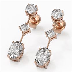 2.32 ctw Oval Cut Diamond Designer Earrings 18K Rose Gold - REF-312A8N