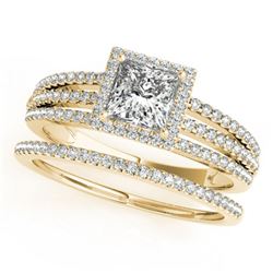 1.3 ctw Certified VS/SI Princess Diamond 2pc Set Halo 14k Yellow Gold - REF-182R2K