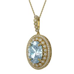 18.77 ctw Sky Topaz & Diamond Victorian Necklace 14K Yellow Gold - REF-227K3Y