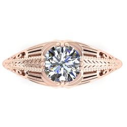 1 ctw Solitaire Certified VS/SI Diamond Ring Art Deco 14k Rose Gold - REF-350F2M